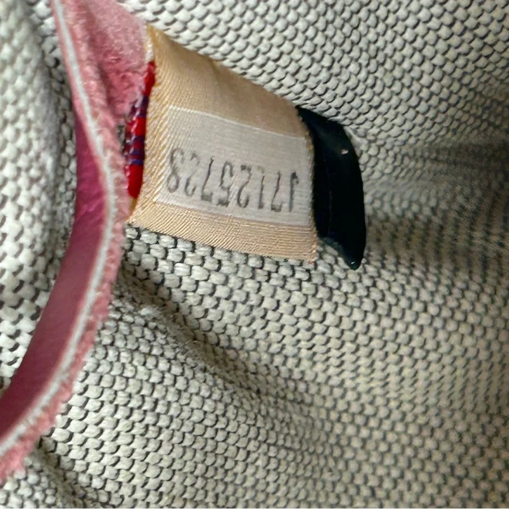 Dooney & Bourke Cream and Pink DB Monogram Tote Pink Leather Trim